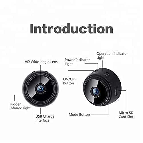 Mini Wireless WiFi Security Camera | HD 1080p Indoor Video Recorder with Low Light Vision | Portable & Magnetic | Home and Office Monitor -(Black)