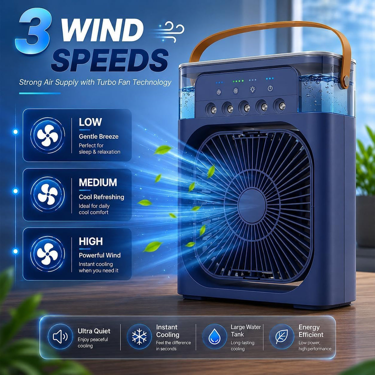Portable Air Cooler Table Fan with Humidifier
