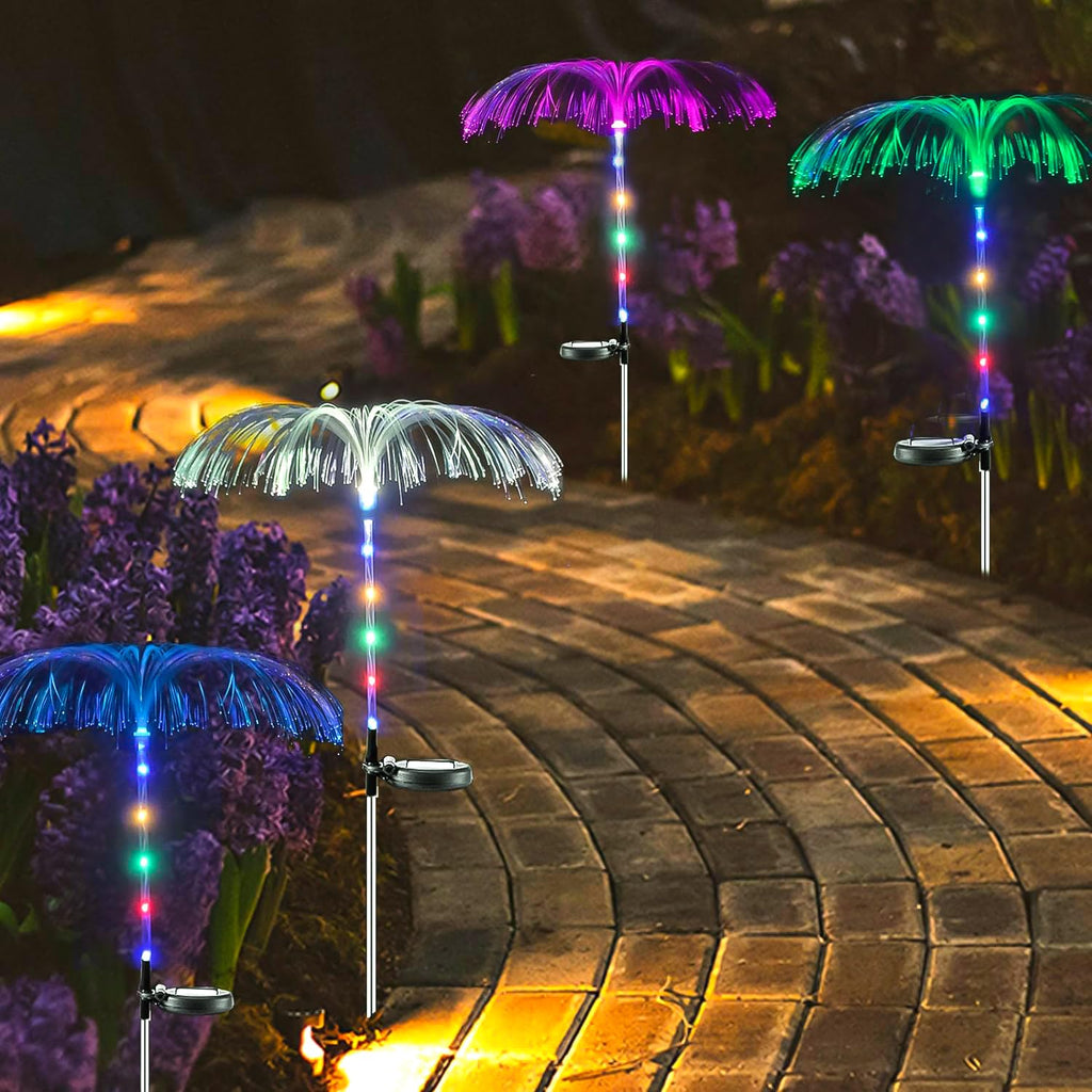 Jellyfish Solar Garden Light Automatic Multicolor Changing Decorative Flowers Pot Lamp Diwali & Festival Decoration for Balcony Lawn Outdoor Indoor Backyards Pathways Driveway (2Pcs)
