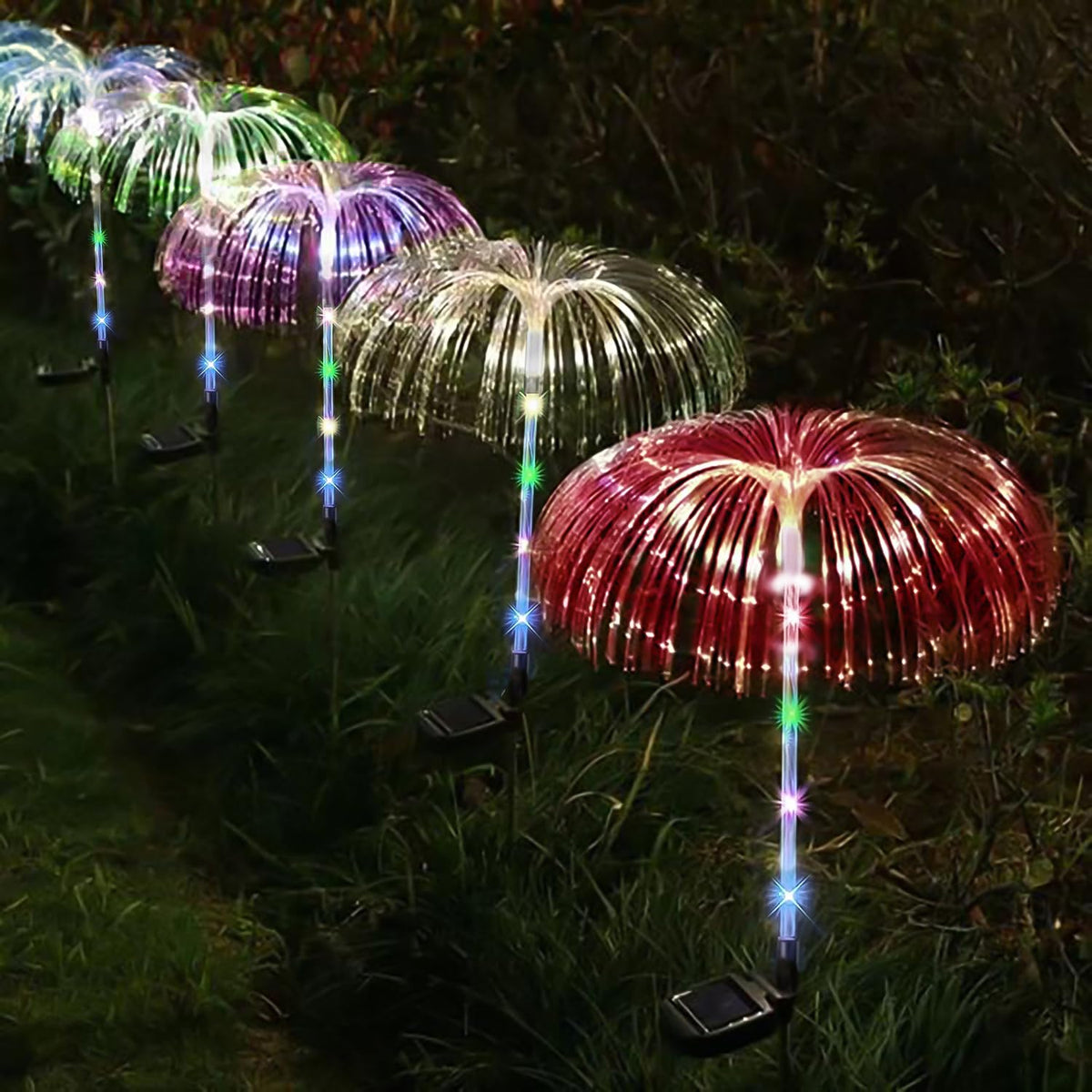 Jellyfish Solar Garden Light Automatic Multicolor Changing Decorative Flowers Pot Lamp Diwali & Festival Decoration for Balcony Lawn Outdoor Indoor Backyards Pathways Driveway (2Pcs)