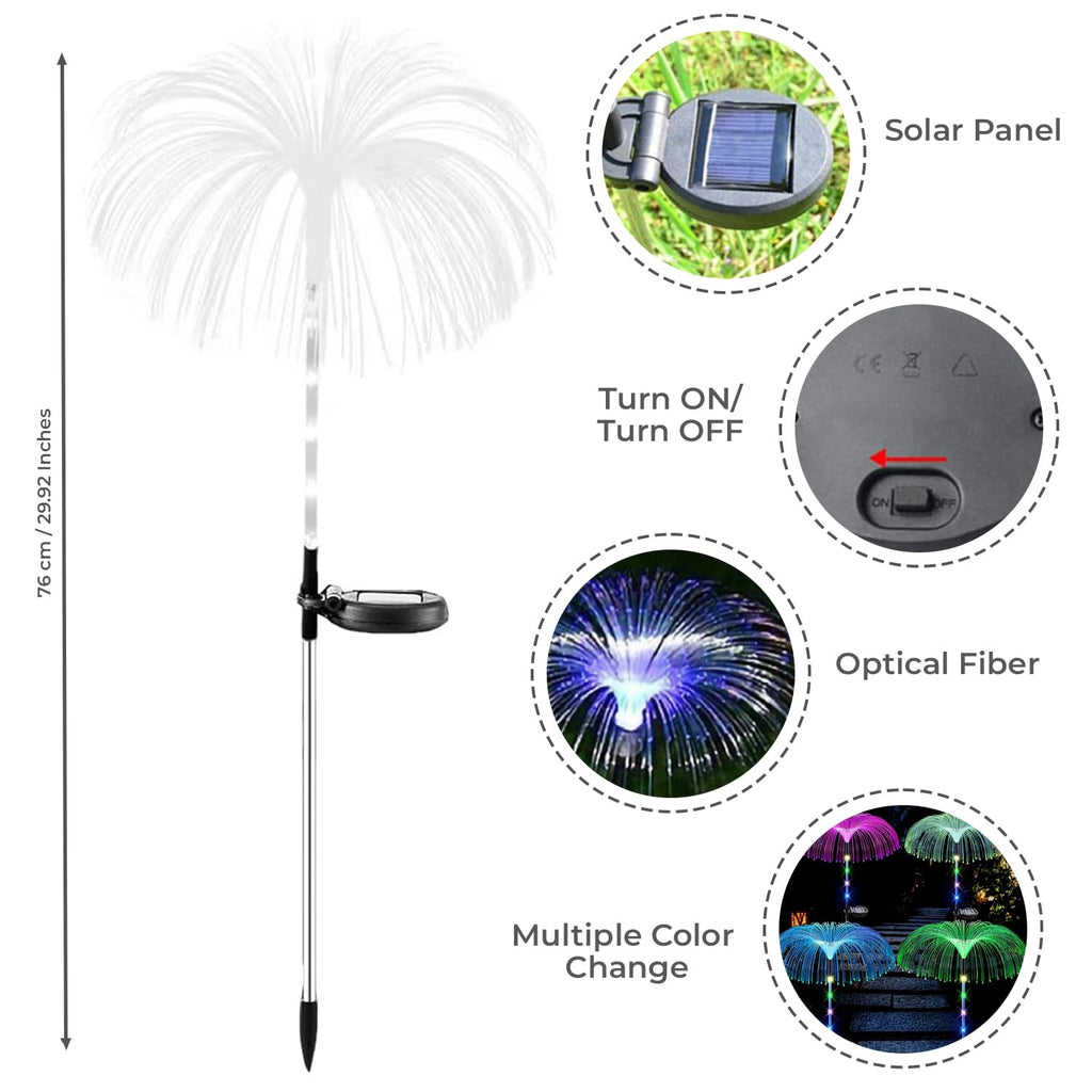 Jellyfish Solar Garden Light Automatic Multicolor Changing Decorative Flowers Pot Lamp Diwali & Festival Decoration for Balcony Lawn Outdoor Indoor Backyards Pathways Driveway (2Pcs)