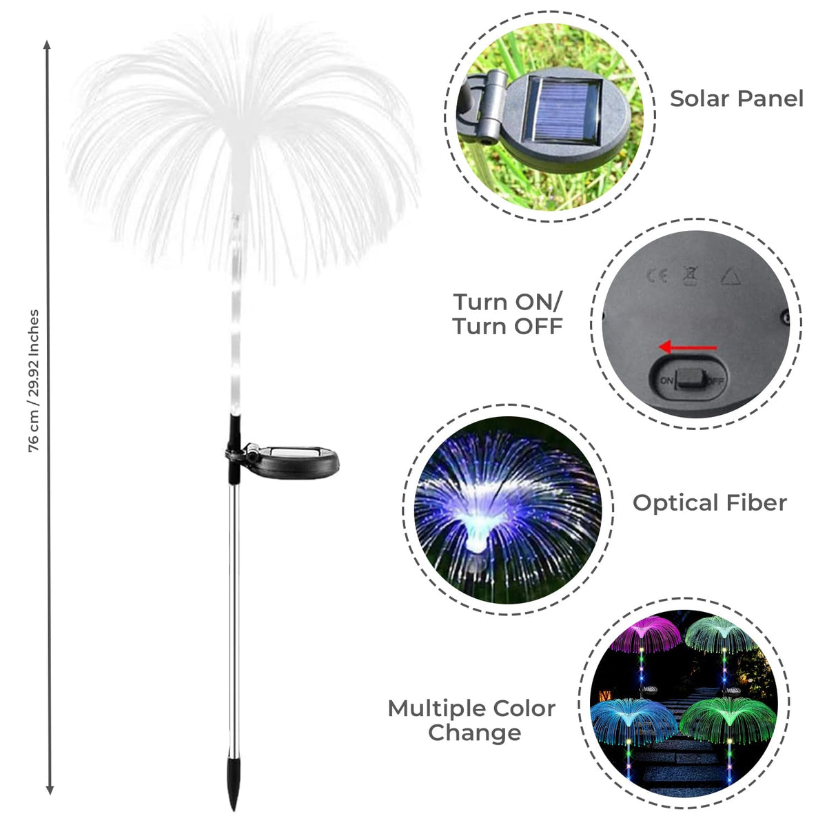 Jellyfish Solar Garden Light Automatic Multicolor Changing Decorative Flowers Pot Lamp Diwali & Festival Decoration for Balcony Lawn Outdoor Indoor Backyards Pathways Driveway (2Pcs)