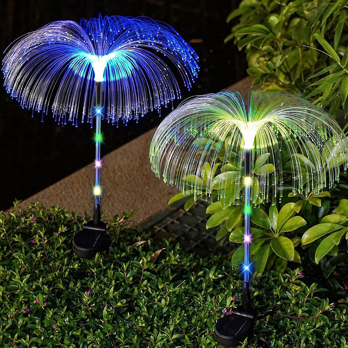 Jellyfish Solar Garden Light Automatic Multicolor Changing Decorative Flowers Pot Lamp Diwali & Festival Decoration for Balcony Lawn Outdoor Indoor Backyards Pathways Driveway (2Pcs)