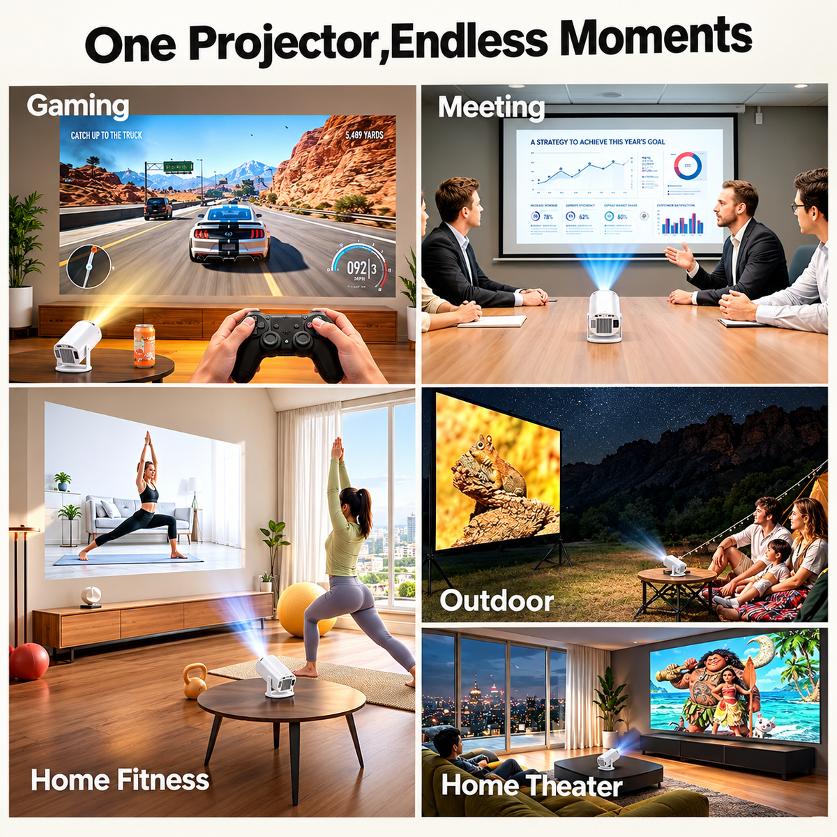 Smart Projector – 1080P HD, 4K Support, Android 11