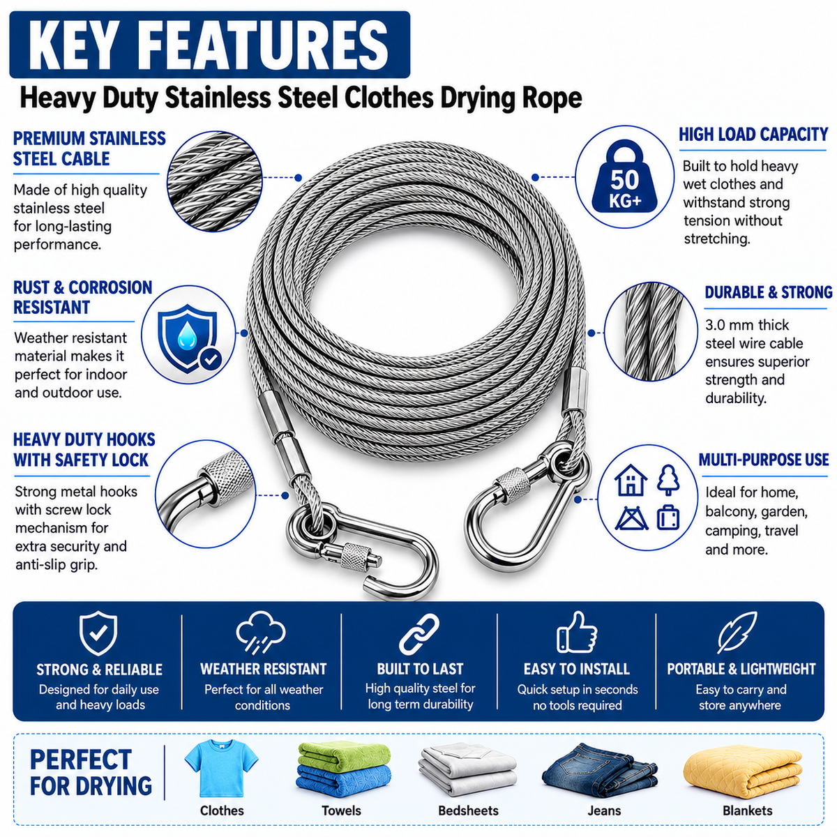 Heavy-Duty Stainless Steel Rope