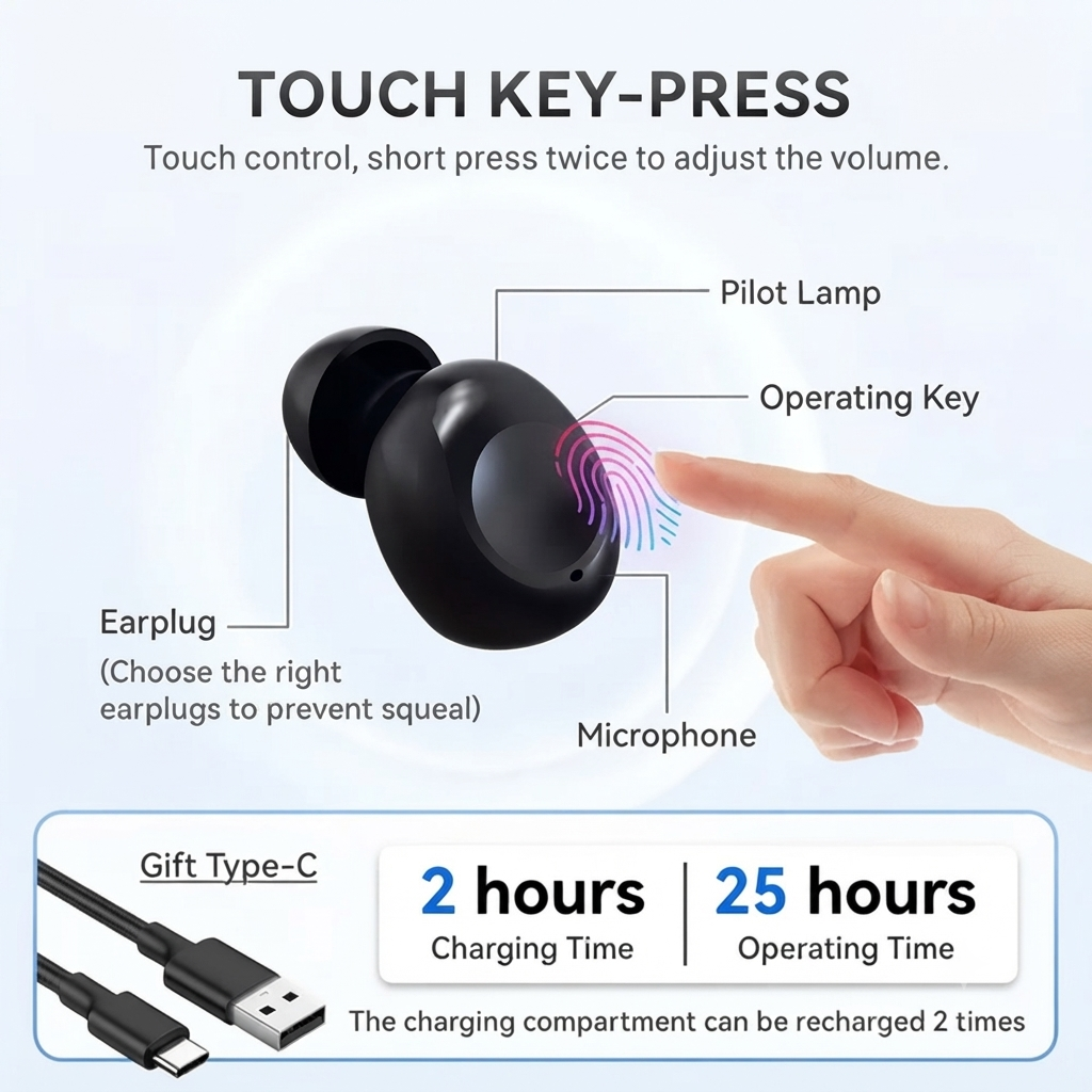 Axon K812 Rechargeable In-Ear Hearing Aid with Charging Case