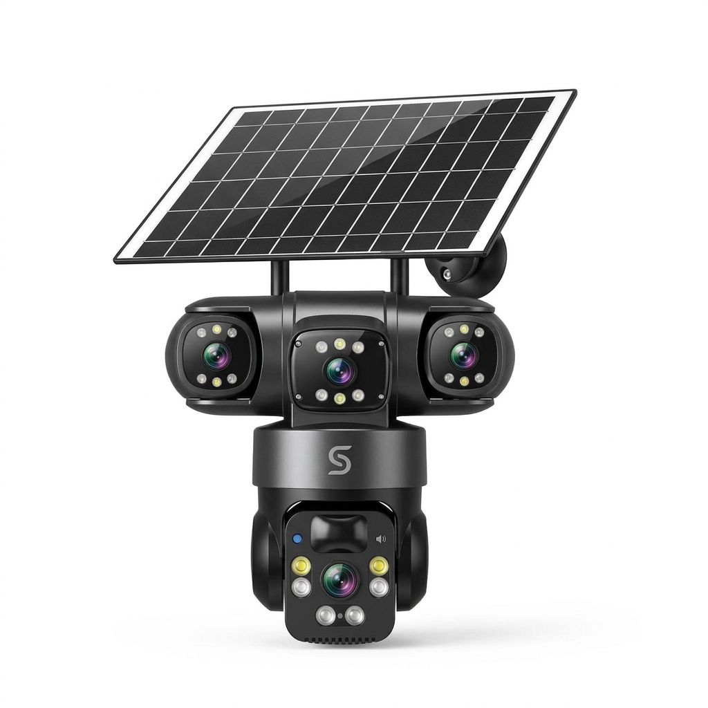 Solar Powered 4G SIM Outdoor Security Camera – Triple Lens