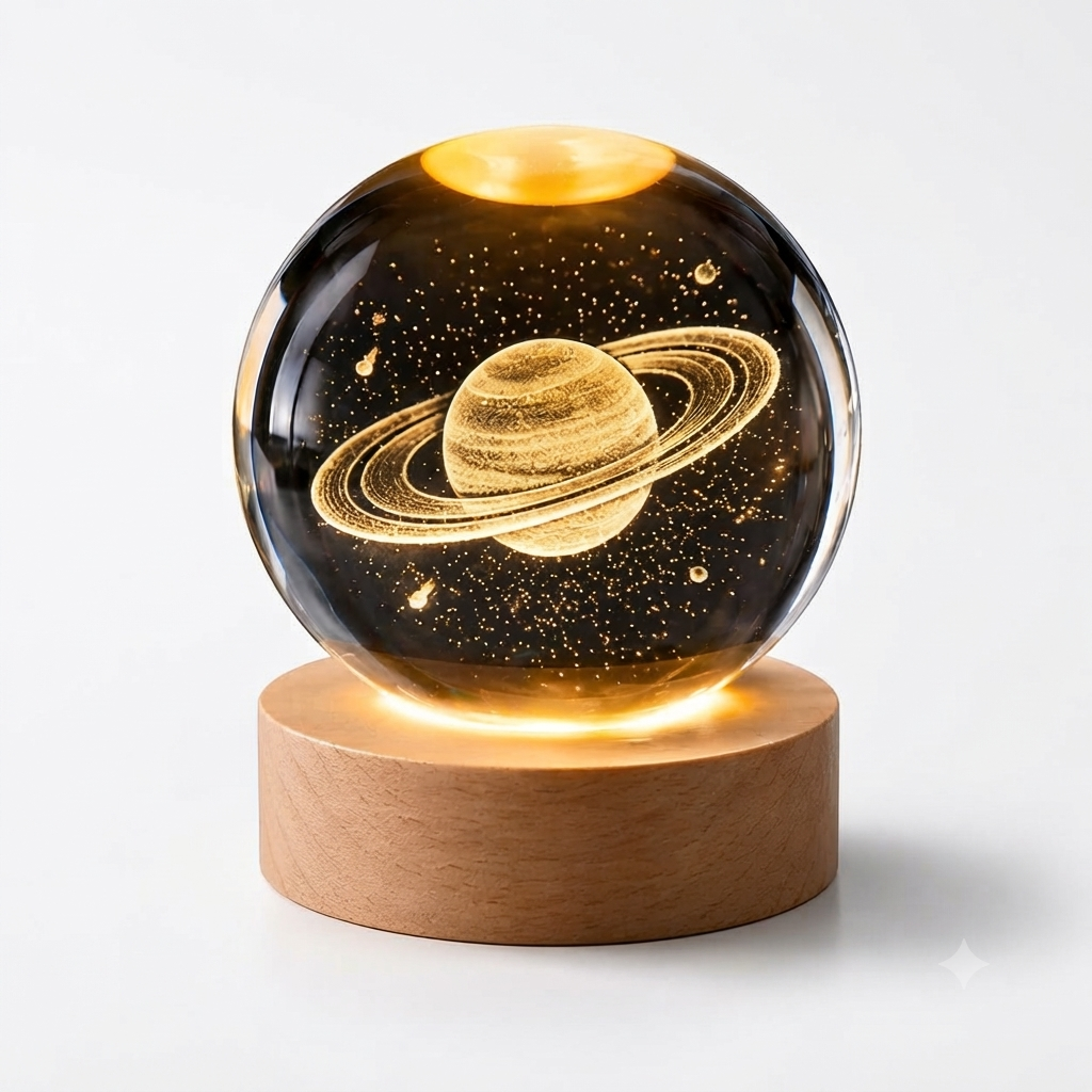 Saturn Crystal Ball LED Night Lamp 3D
