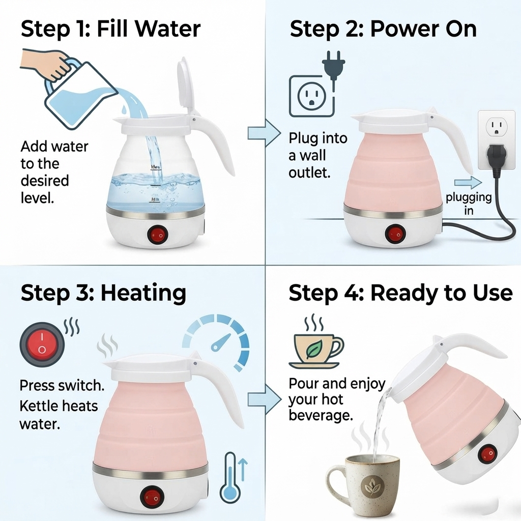 Silicone Foldable Portable Electric Kettle