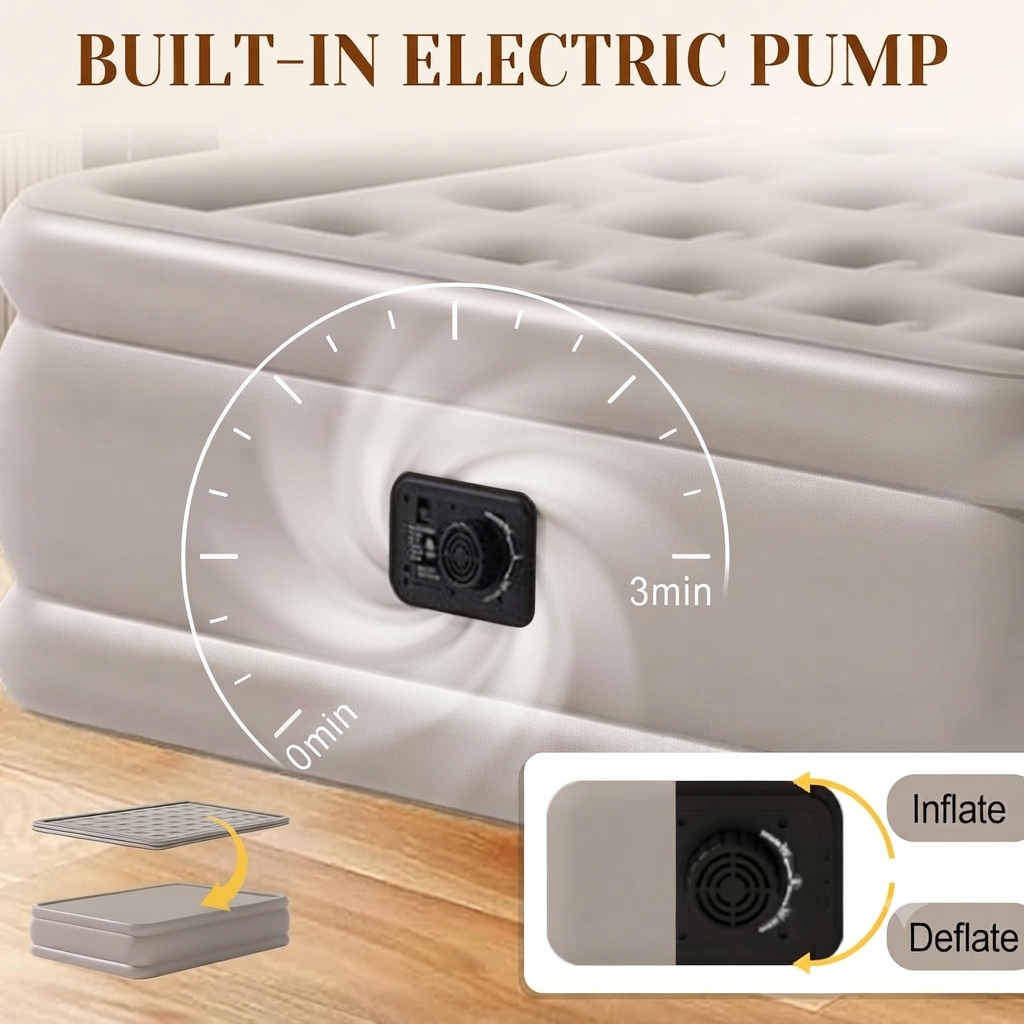 Inflatable Air Bed Mattress with Electric Pump