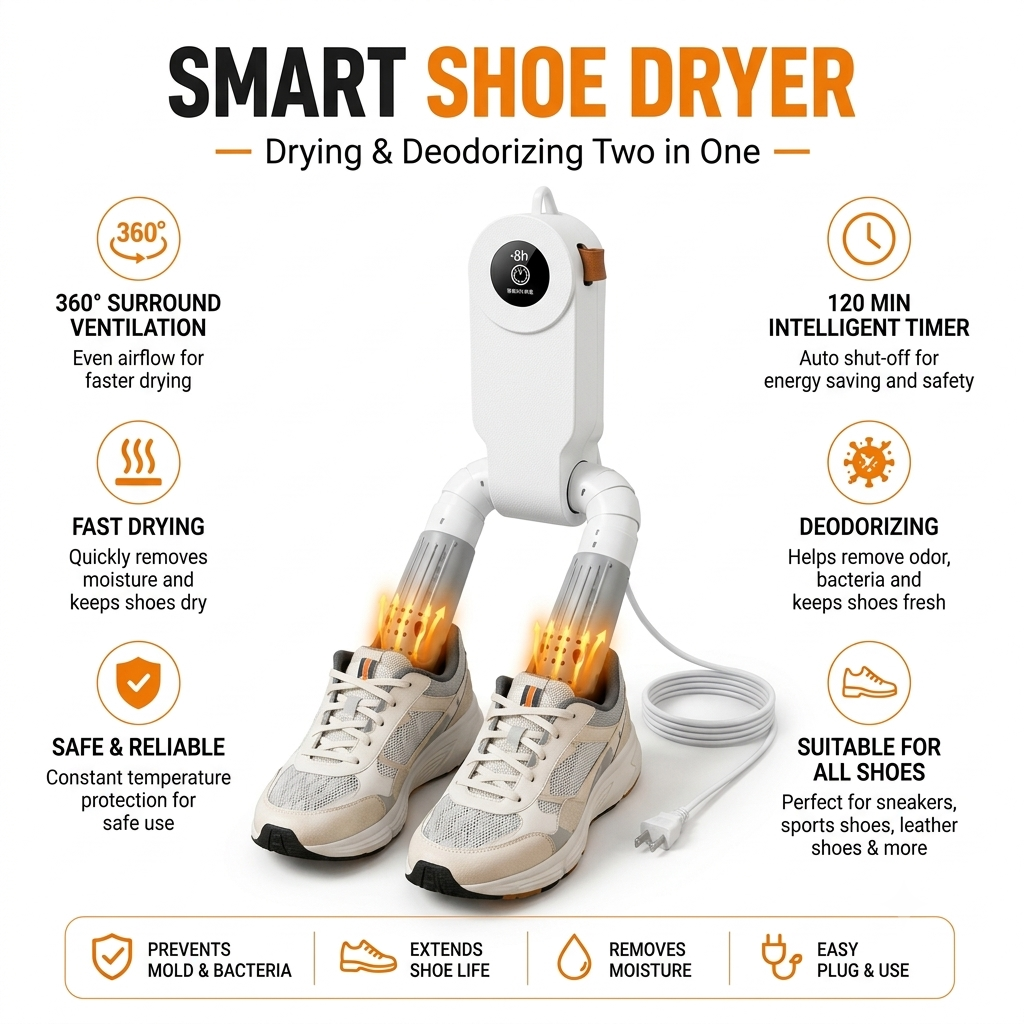 Electric Shoe Dryer with UV Sterilisation – White