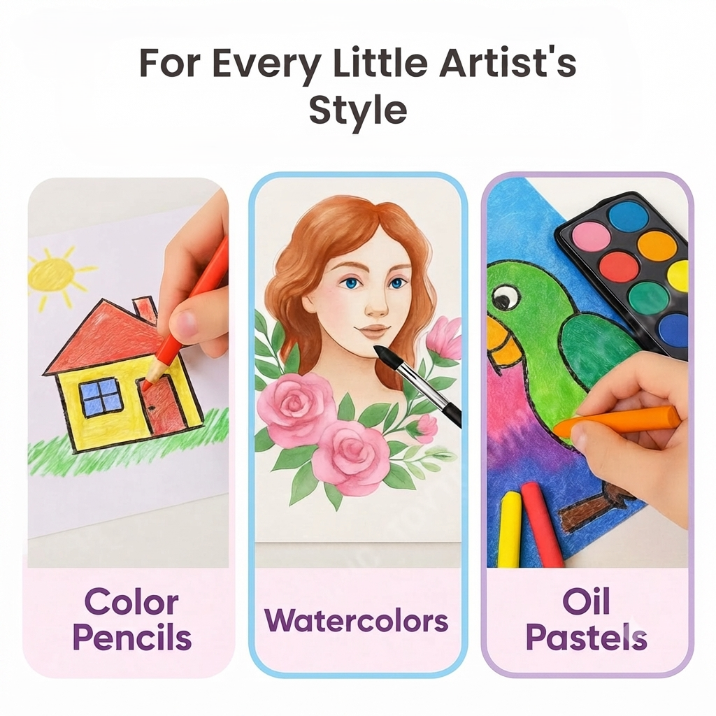 Kids Art & Drawing Set with Coloring Supplies and Carry Case