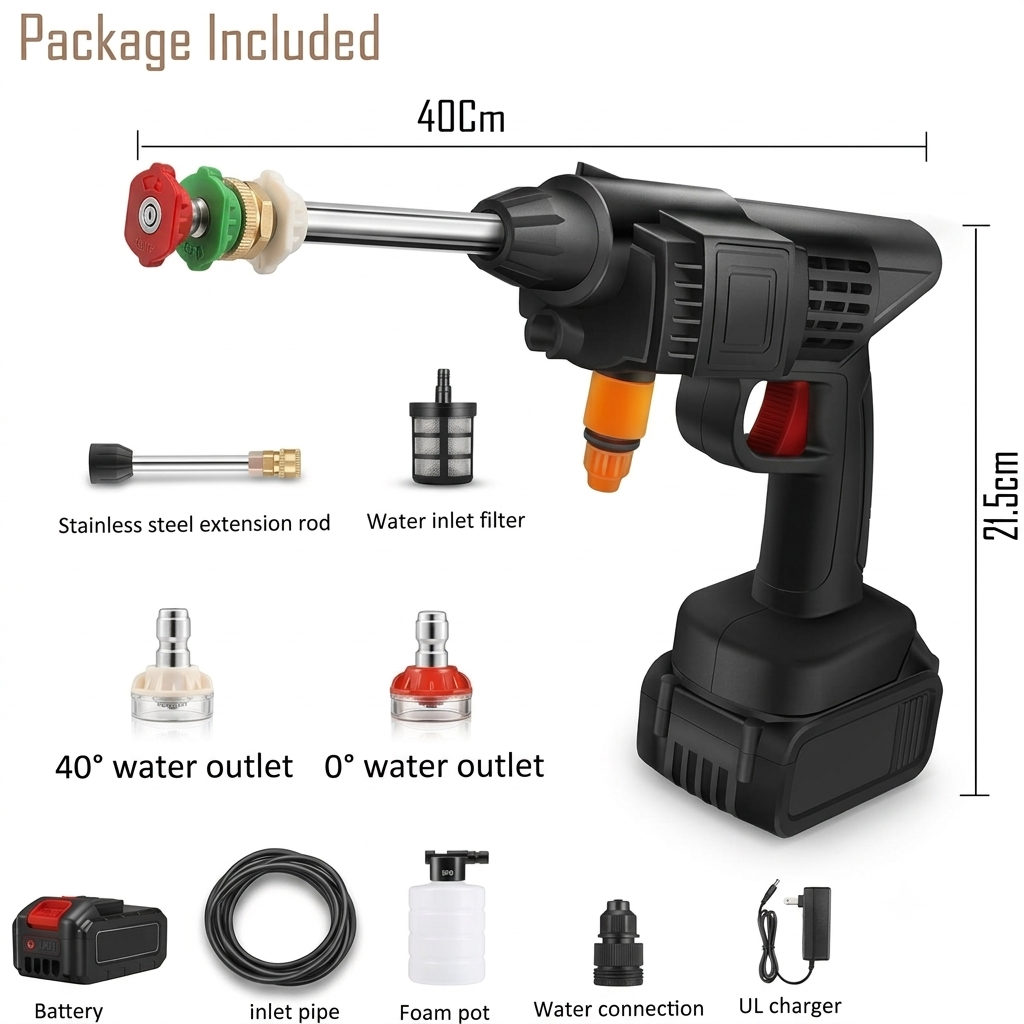 Cordless Portable Wireless Pressure Washer Gun 48V