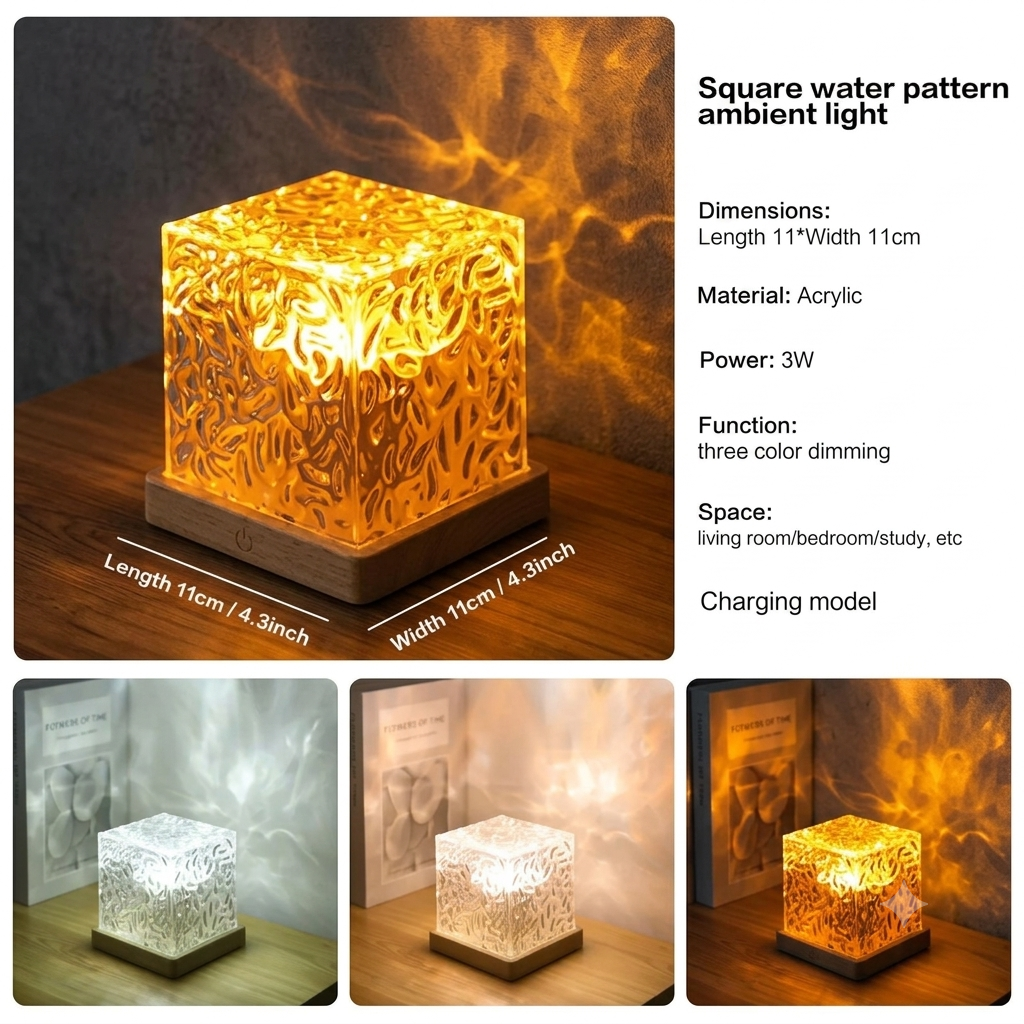 Dynamic Water Ripple Night Light – LED Projector Lamp