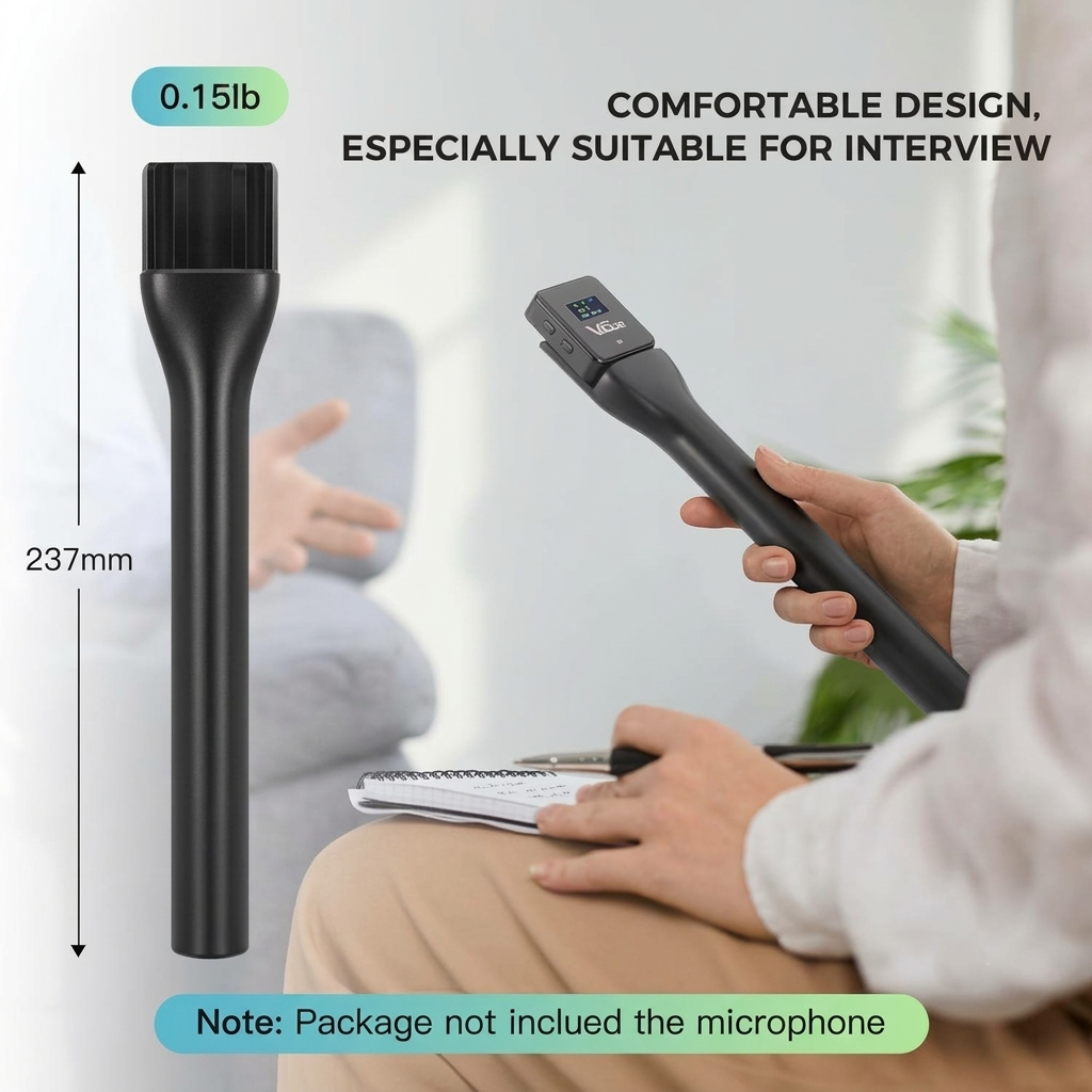 Heavy-Duty Wireless Mic Handle for Interviews & Vlogging