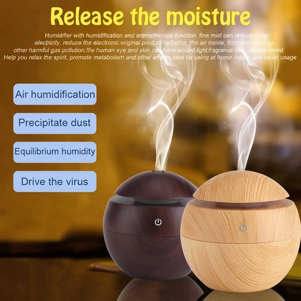 Wooden Cool Mist Humidifier & Aroma Diffuser