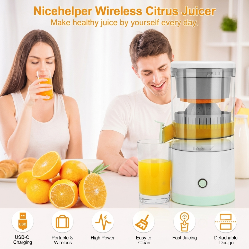 Electric Citrus Rechargeable Juicer - Automatic Squeezer with Touch Button
