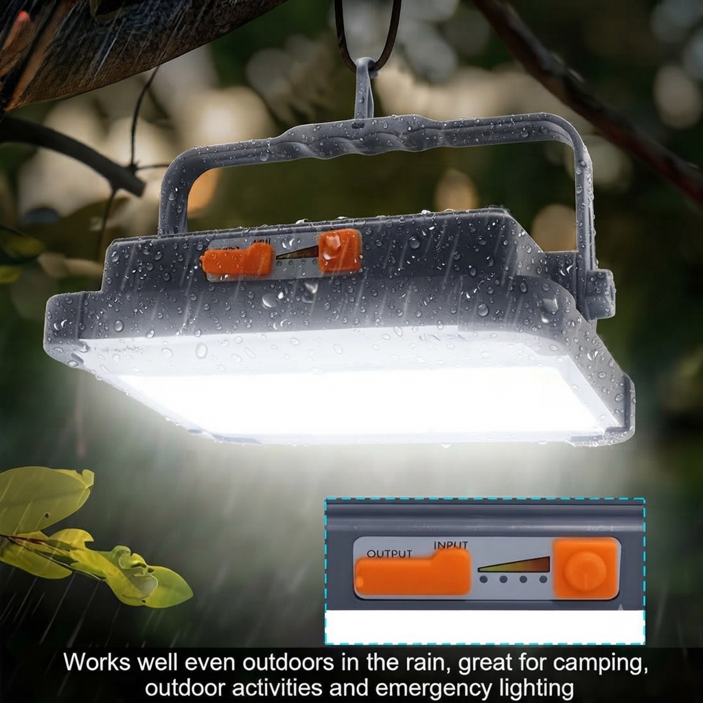 Solar LED Work Light – Portable Rechargeable Flood Light, IP66 Waterproof & USB Charging