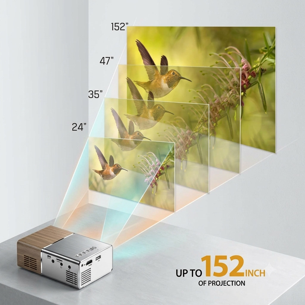 Portable Mini Home Theater LED Projector with Remote Controller