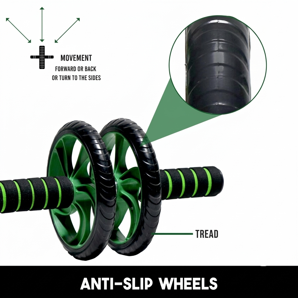MCP Ab Roller with Thick Knee Pad - 2-Wheel Core Fitness