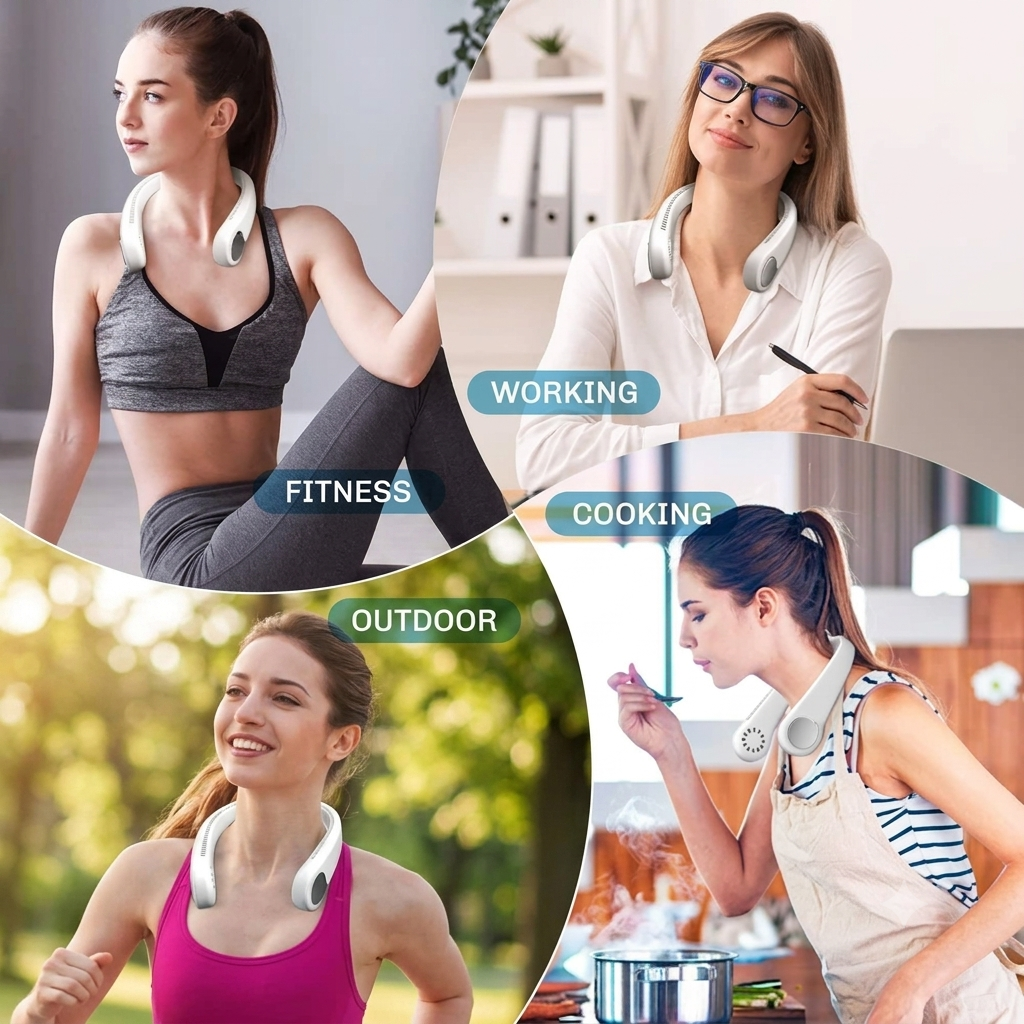 Portable Neck Fan Mini – Hands-Free Rechargeable Cooling Fan