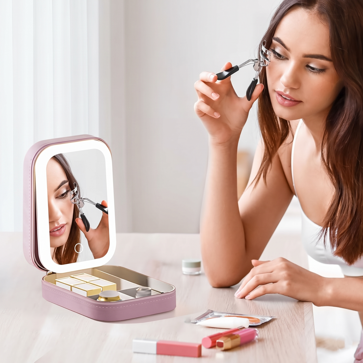 LED Lighted Makeup Mirror Jewelry Box