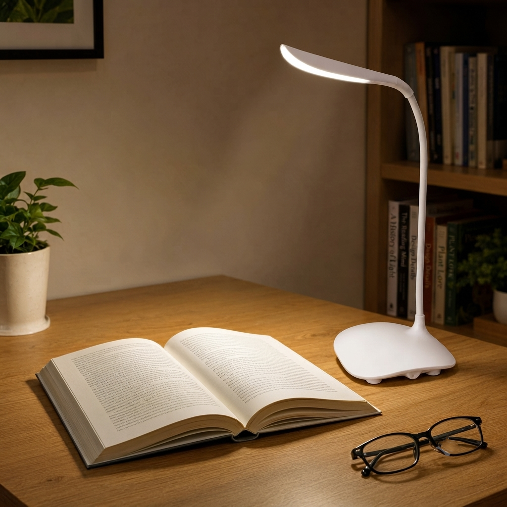 Rechargeable LED Study Lamp with 3 Brightness Levels – White