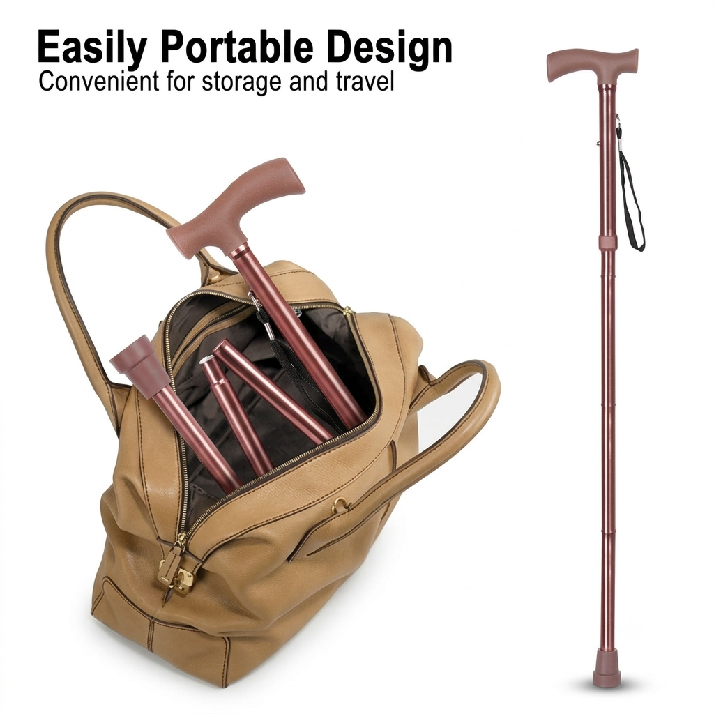 MCP Aluminum 4 Fold Walking Stick Height Adjustable
