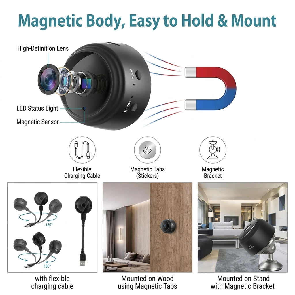 Mini Wireless WiFi Spy Camera 1080P -(Black)