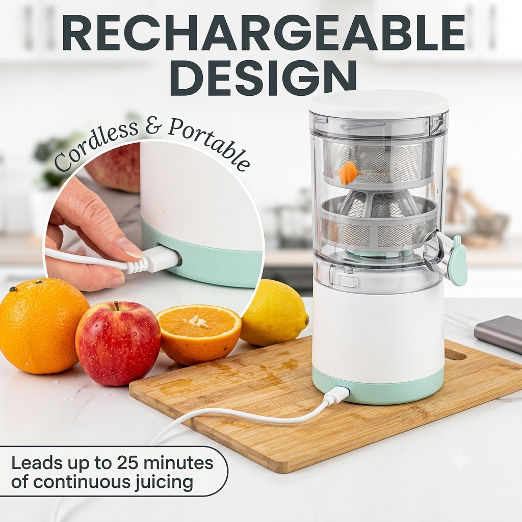 Electric Citrus Rechargeable Juicer - Automatic Squeezer with Touch Button