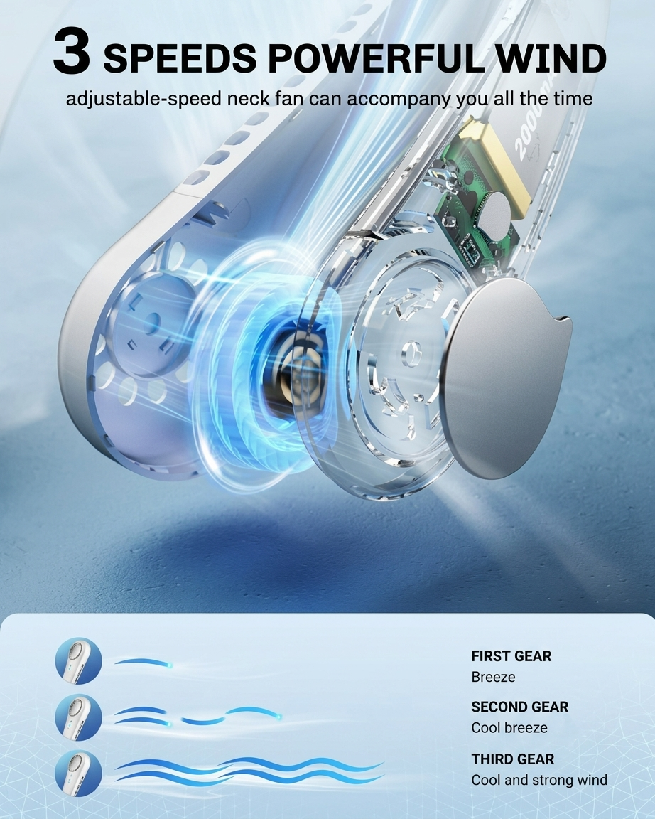 Portable Neck Fan Mini – Hands-Free Rechargeable Cooling Fan