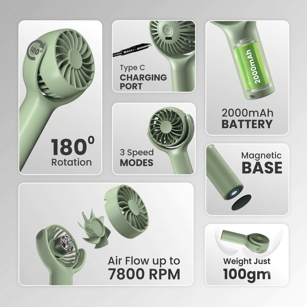 Mini Portable Rechargeable Fan