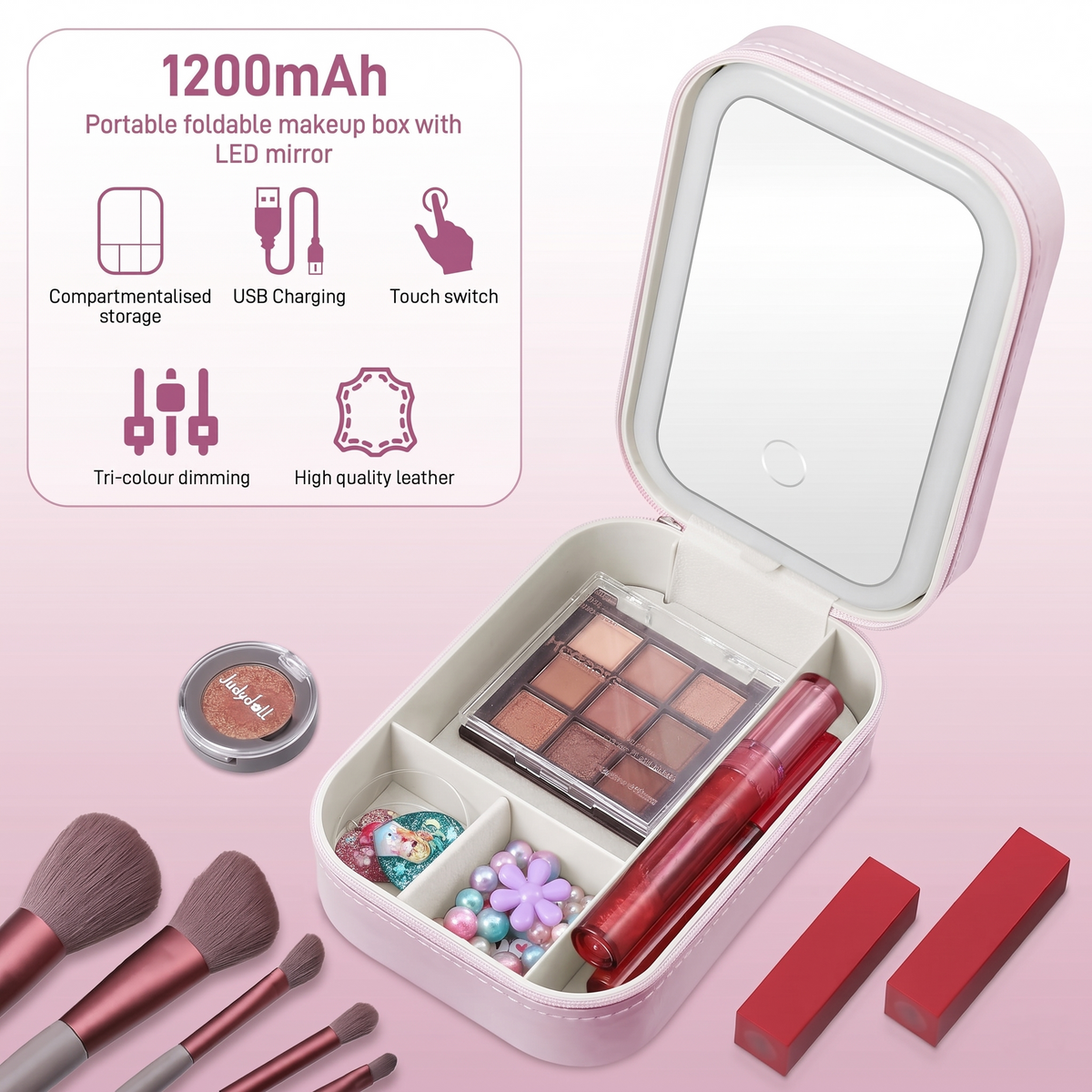 LED Lighted Makeup Mirror Jewelry Box