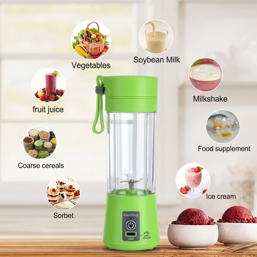 Portable USB Electric Juicer – 6-Blade Blender & Shaker