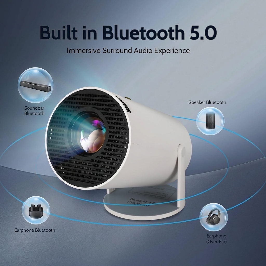 Portable 4K Mini Projector – WiFi, Bluetooth & 180° Rotation