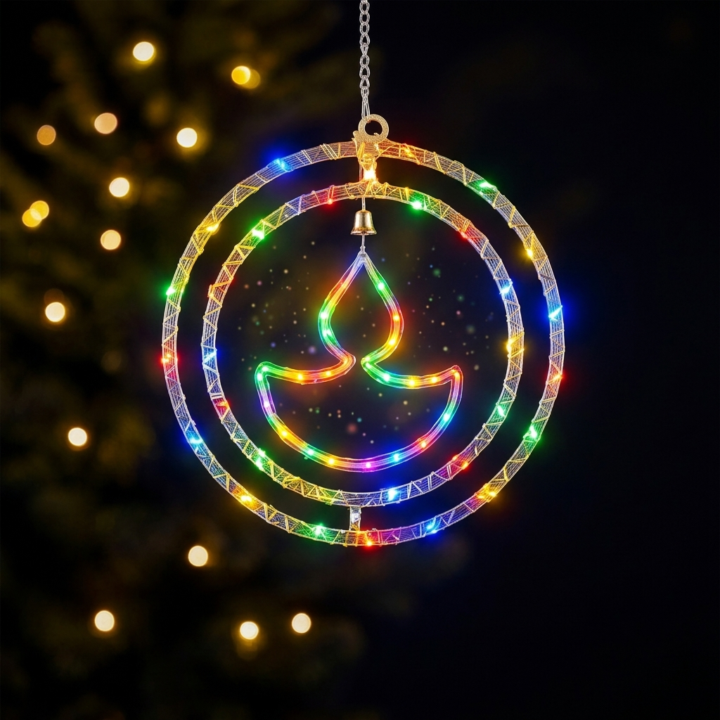 Double Round Pendant RGB Diya Lights