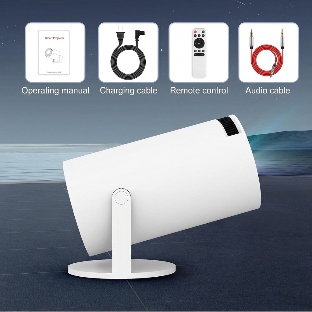 Portable 4K Mini Projector – WiFi, Bluetooth & 180° Rotation