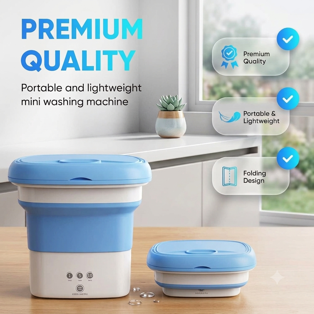 Portable Mini Washing Machine with Spin Dryer Basket, Collapsible Compact Laundry Washer for Baby Clothes, Travel, Dorm Room and Small Spaces