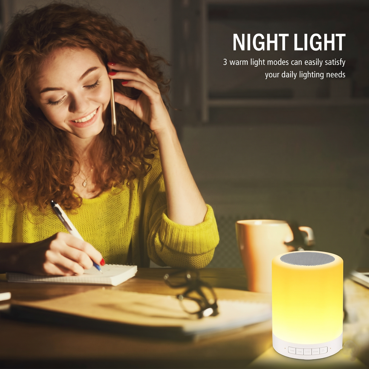Bluetooth Speaker with Touch-Control LED Mood Lamp