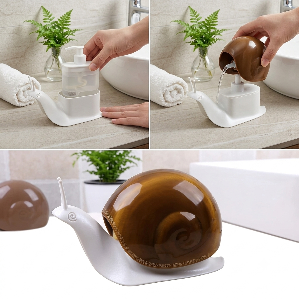 Cute Snail Hand Soap Dispenser – Easy Press Pump