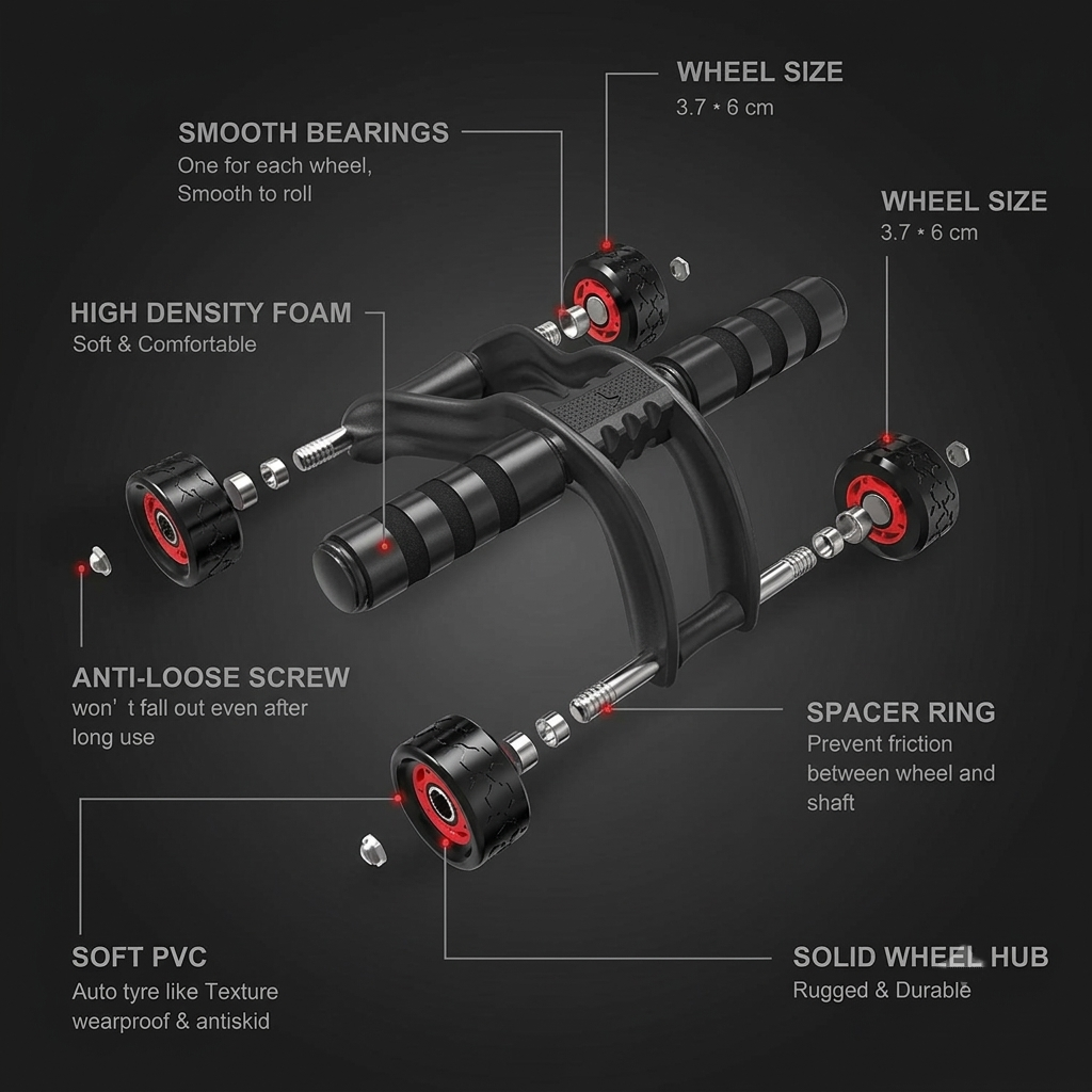 MCP 4-Wheel Ab Roller with Knee Mat