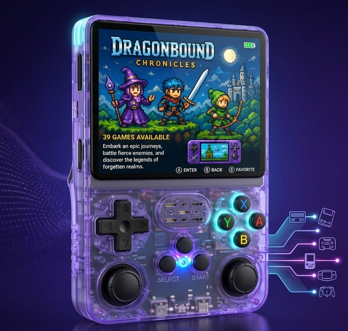 R36S Retro Emulator Handheld Video Game Console, Built-in 22,000+ Games, 3.5 Inch IPS HD Screen,Up to 6 Hours Play Time,Rechargeable Portable Gaming Device,Gift for Boys & Girls