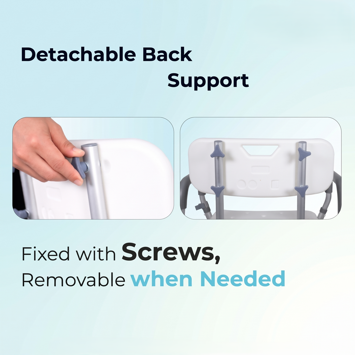 MCP Shower Chair For Seniors With Removable Back And Adjustable Legs