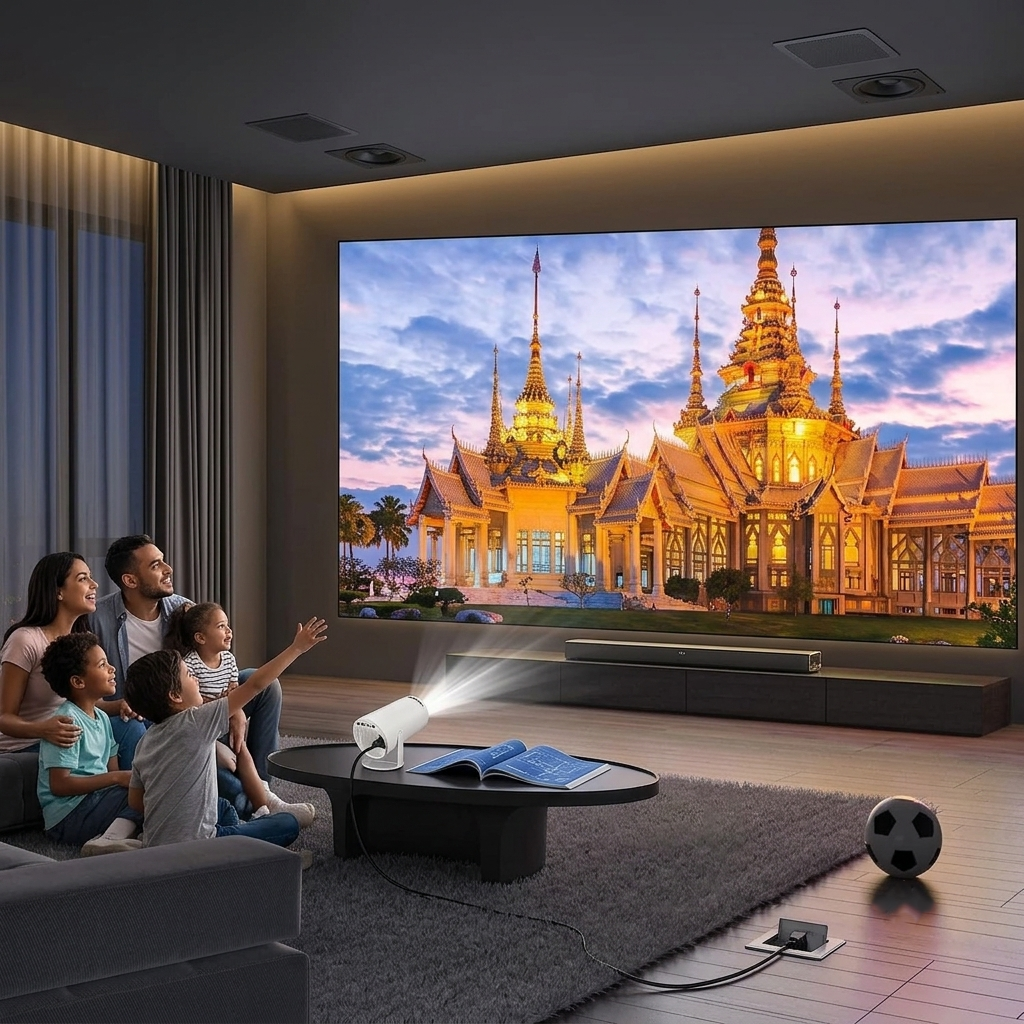 Portable 4K Mini Projector – WiFi, Bluetooth & 180° Rotation
