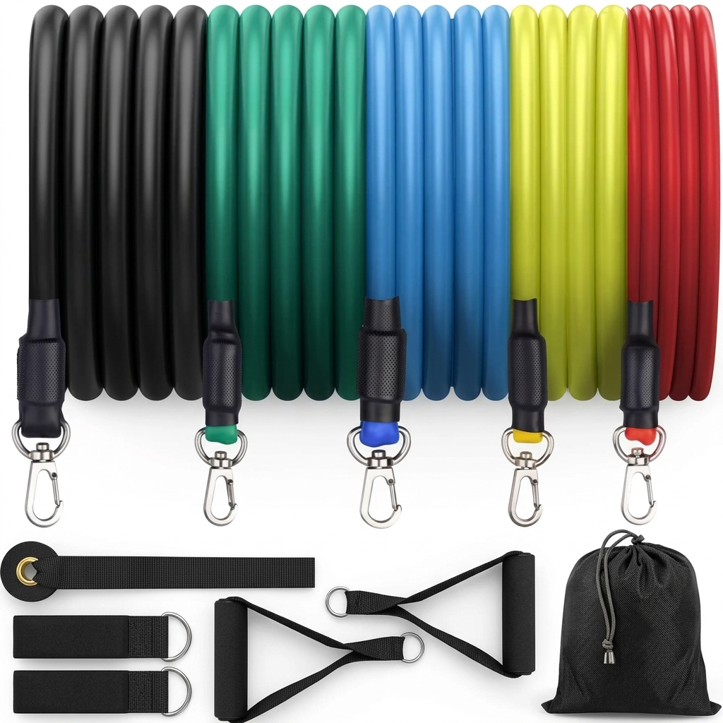 Resistance Bands Set with Foam Handles for Exercise & Workout