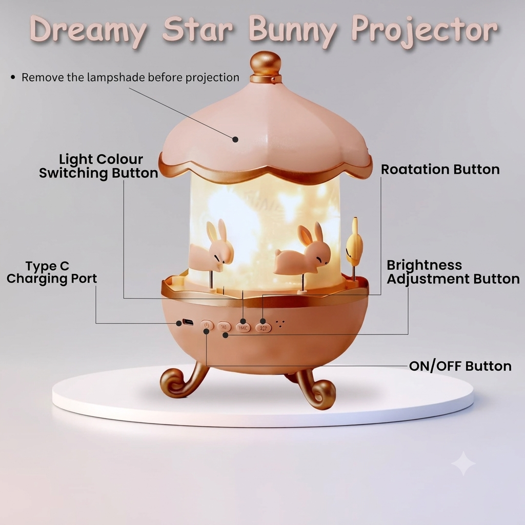 Rotatable Bunny Night Lamp