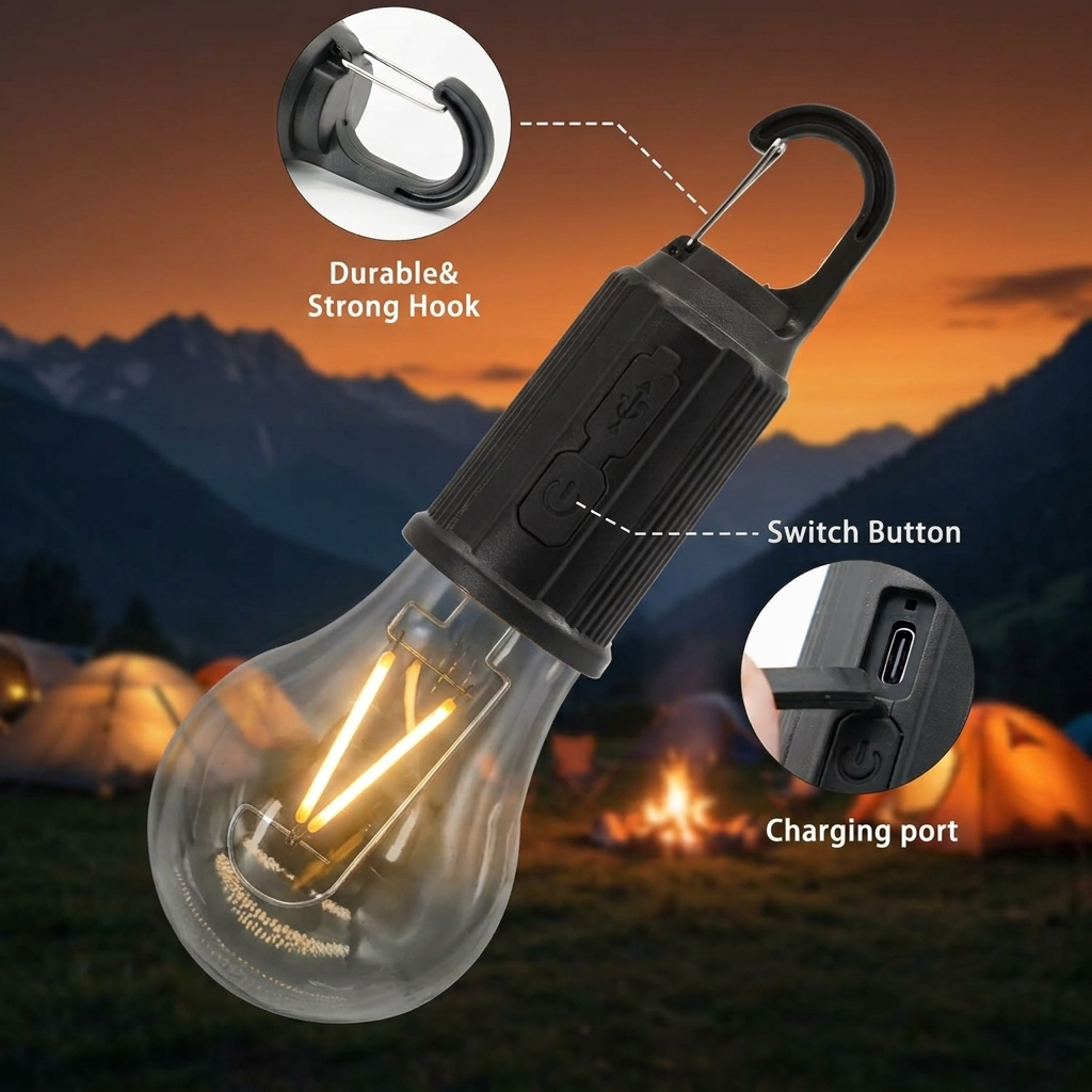 Rechargeable Waterproof LED Camping Bulb