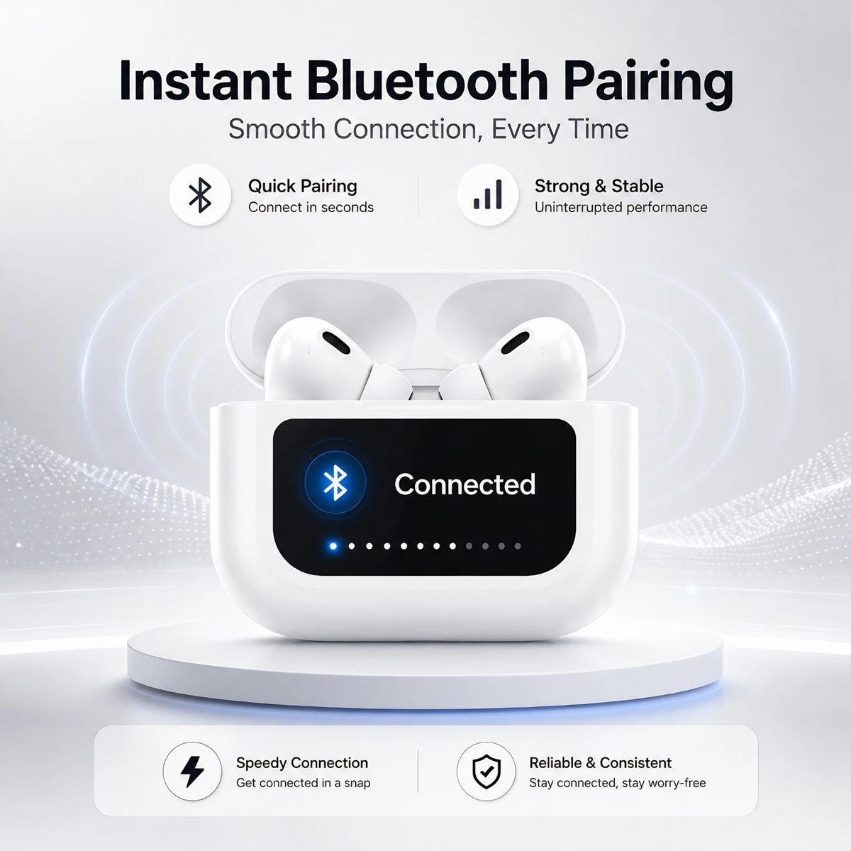 Bluetooth wireless earpod with display
